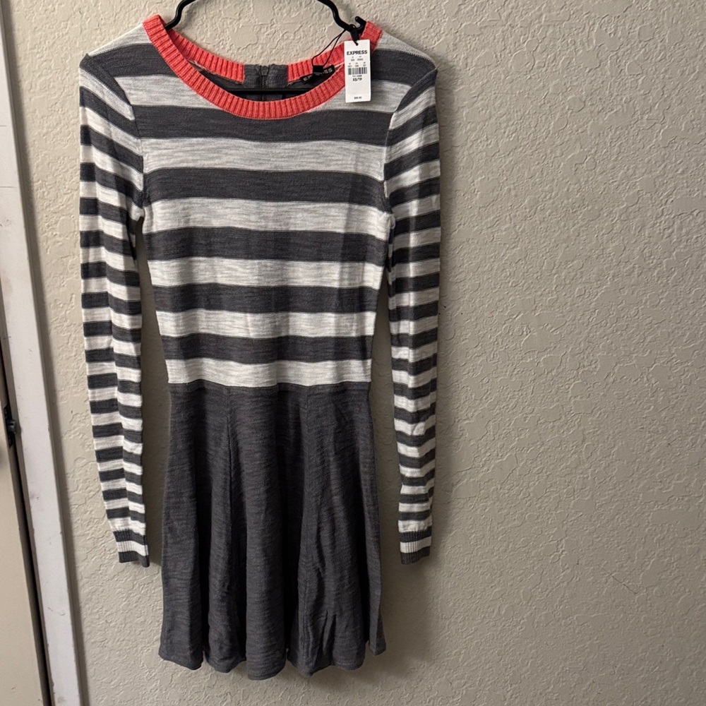Express Kids Dress with Gray and Coral Stripes